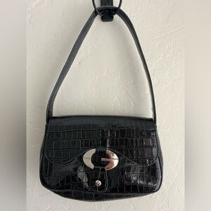 Y2k Guess handbag black faux croc shoulder bag